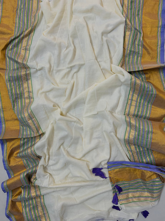 Mul mul saree with zari border