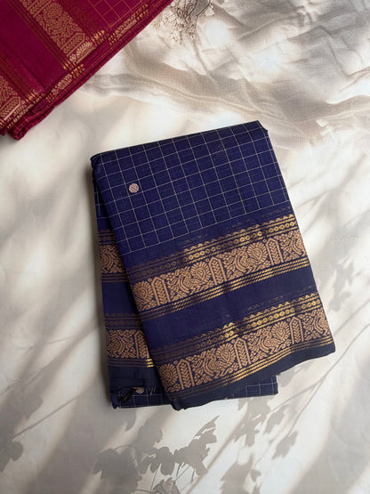 Kanchi cotton saree with kattam & butta weaves