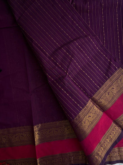Kanchi Vairaoosi weaves saree & grand pallu purple