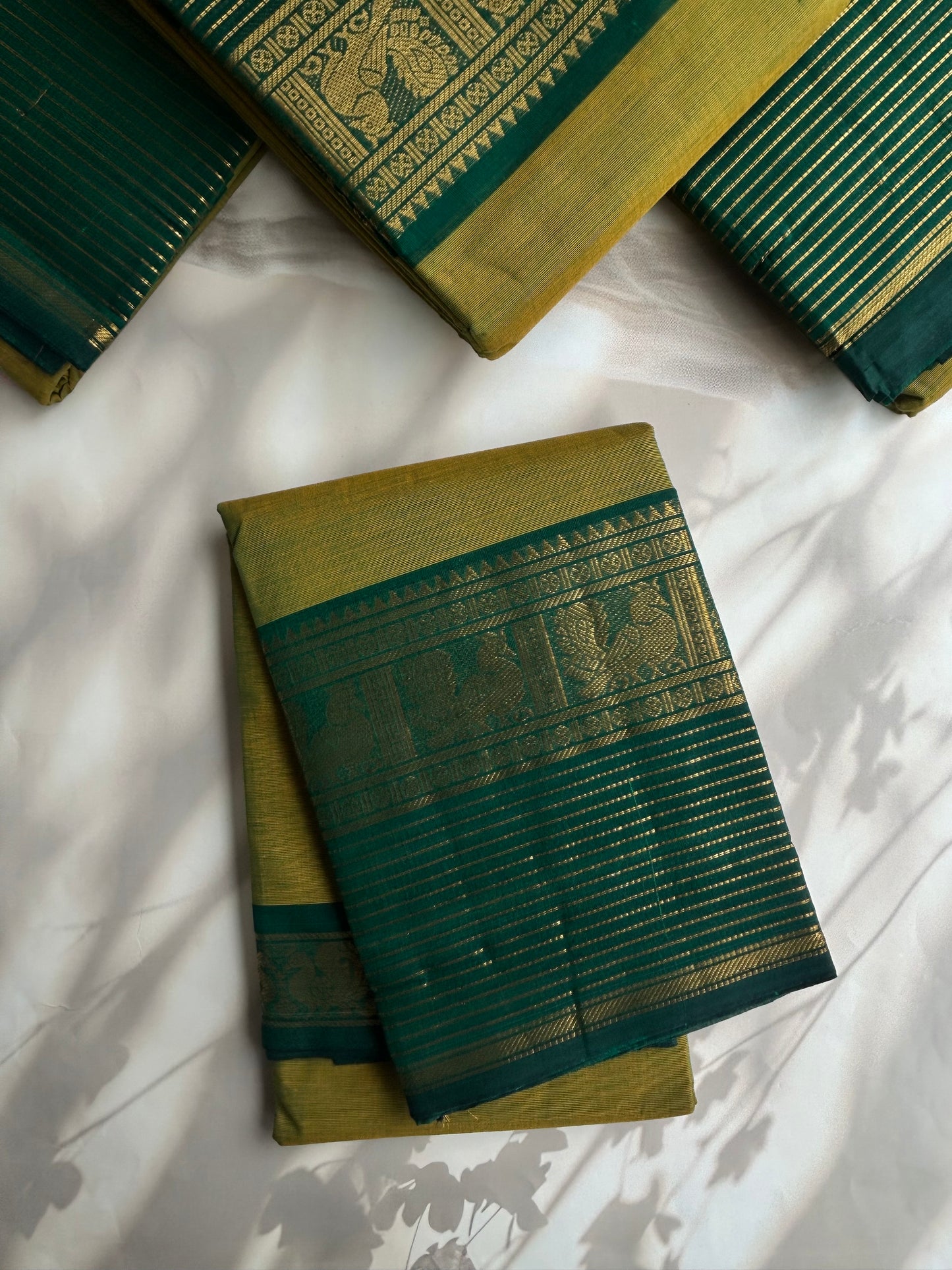 Kanchi cotton saree with zari lines weaves