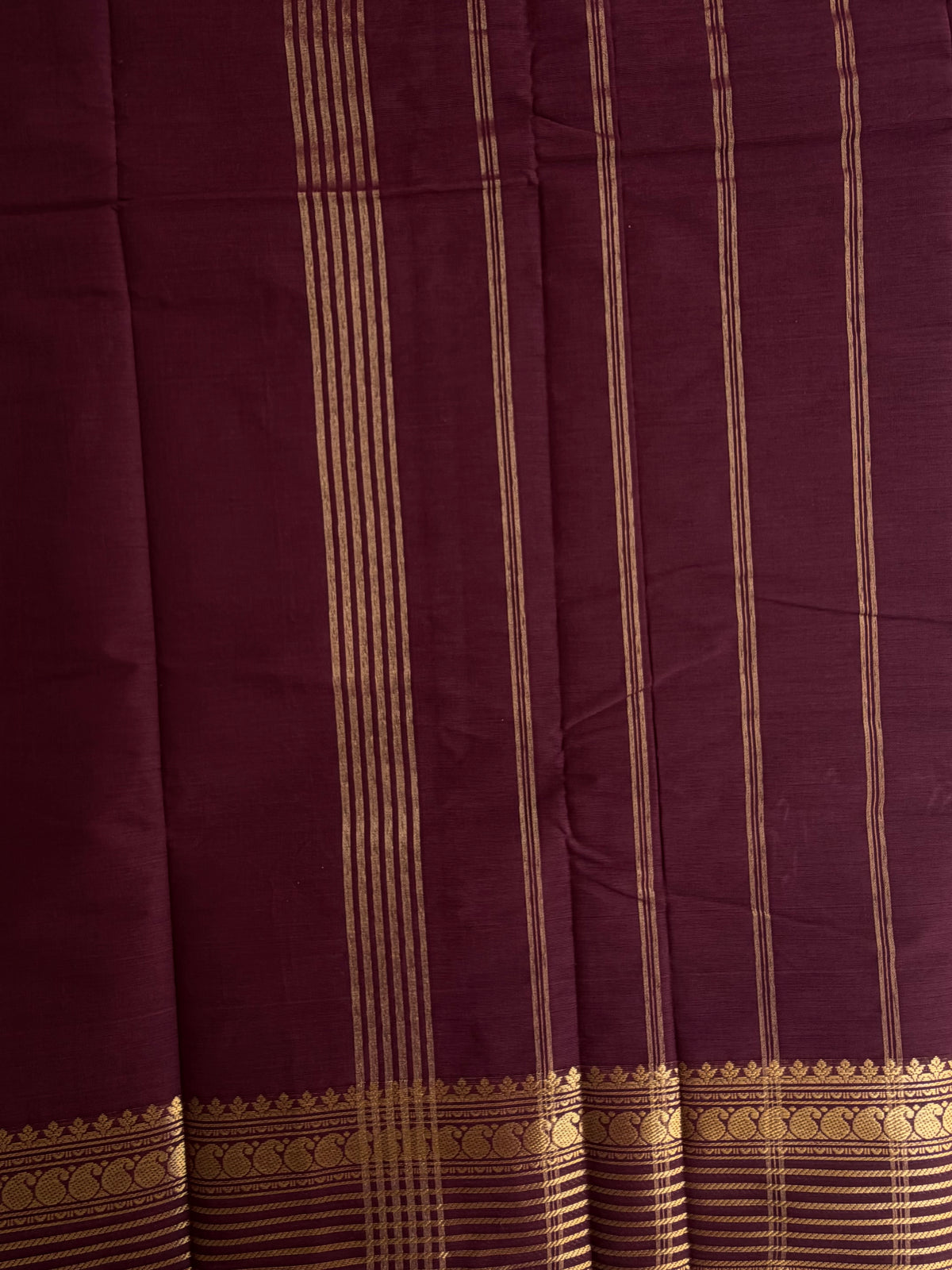 Kanchi cotton saree with zari weaves - maroon