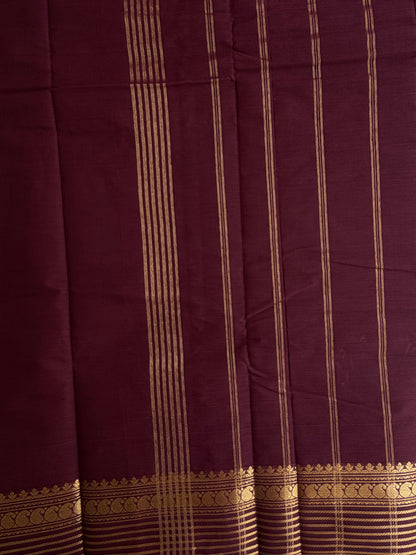 Kanchi cotton saree with zari weaves - maroon