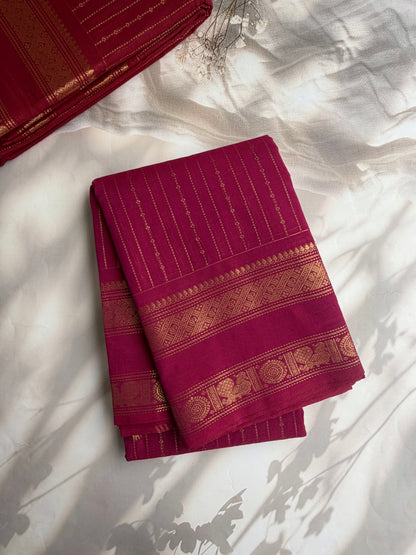 Kanchi cotton saree with vairaoosi weaves pink