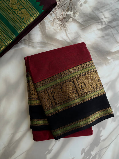 Kanchi cotton saree with butta weaves