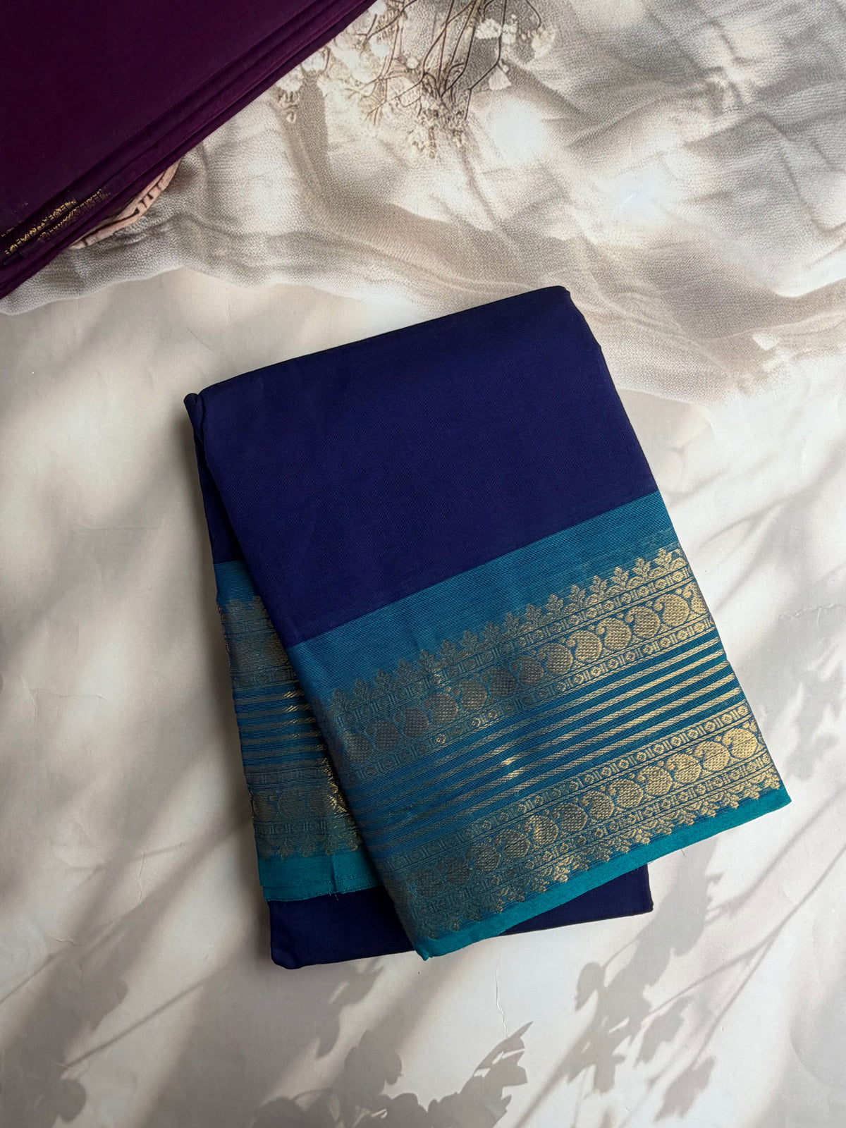 Kanchi cotton saree with zari weaves blue