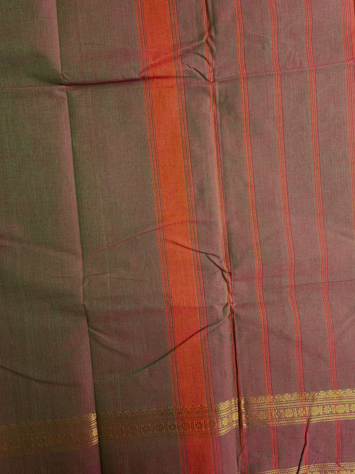 Kanchi cotton saree with zari border dual tone