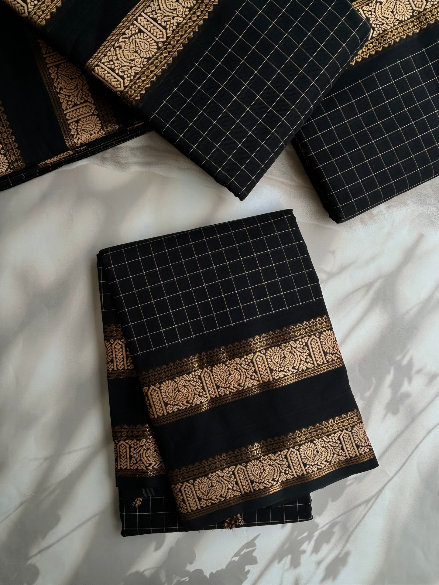 Kanchi cotton saree in kattam pattern