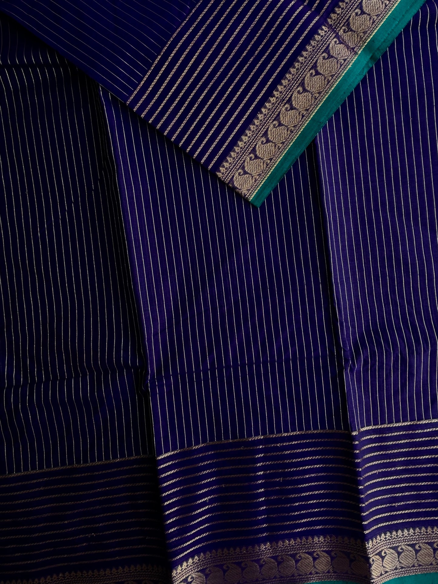 Kanchi Cotton saree with Vairaoosi stripes purple