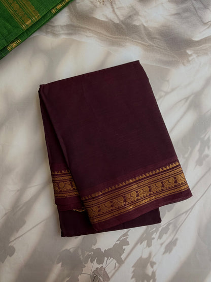 Kanchi cotton saree in zari weaves brown