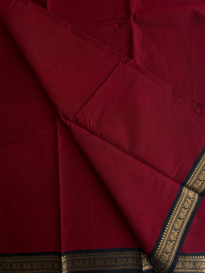 Kanchi cotton saree - maroon with black border