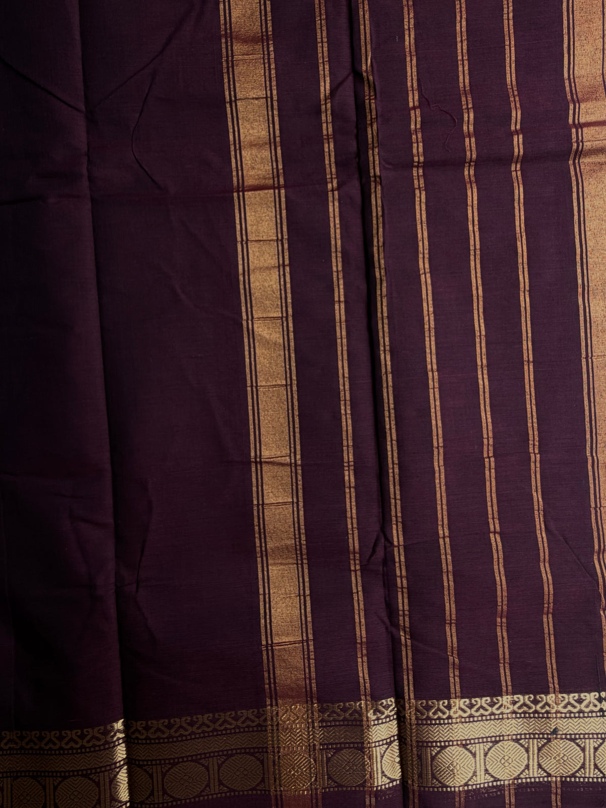 Kanchi cotton saree in zari weaves brown