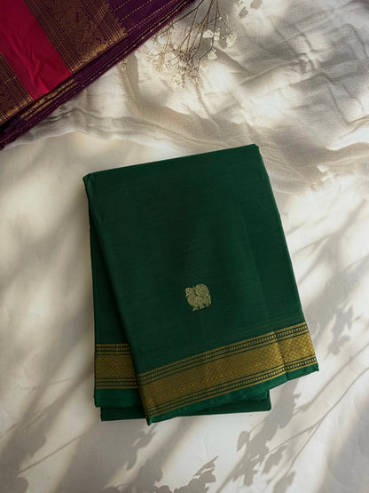Kanchi cotton saree with annam zari weaves - green