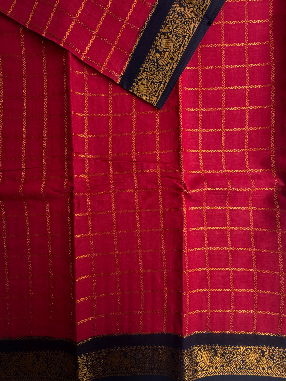 Velthari kattam Sungudi Cotton saree with grand pallu