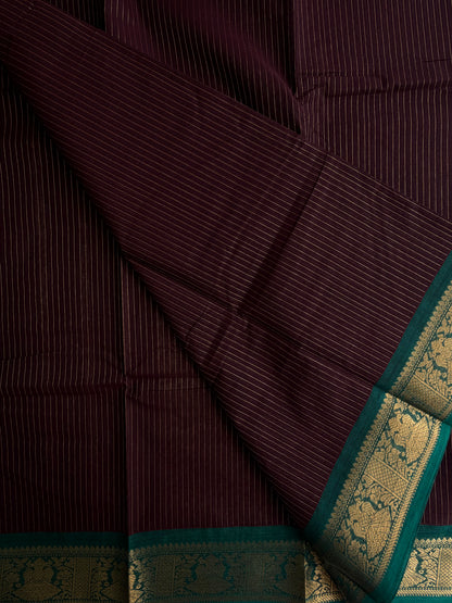 Kanchi cotton saree with Vairaoosi weaves brown
