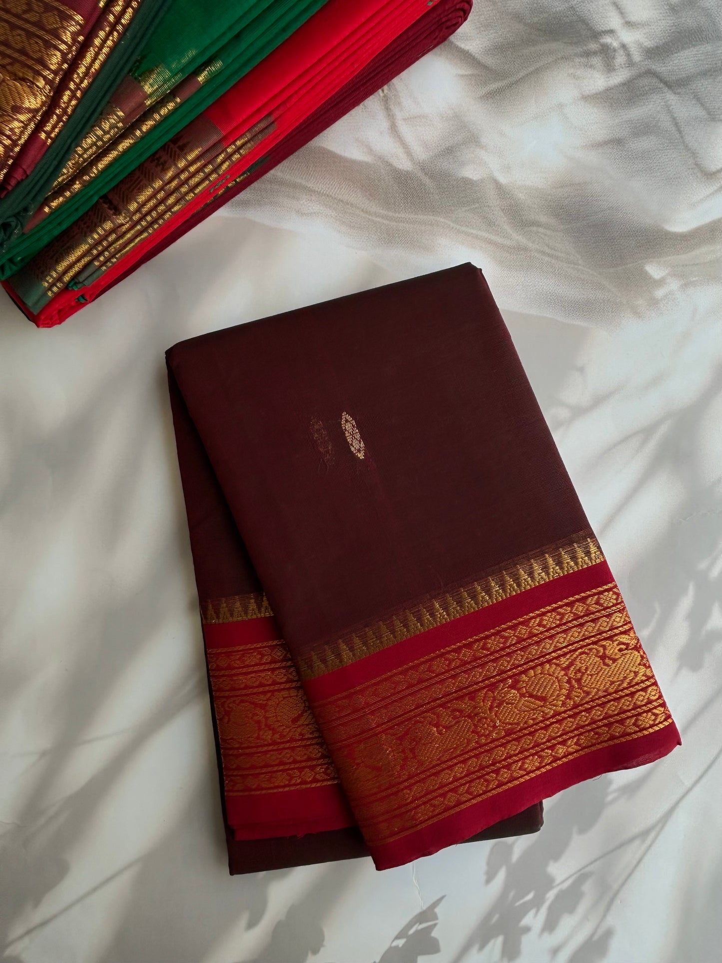 Kanchi cotton saree with butta weaves