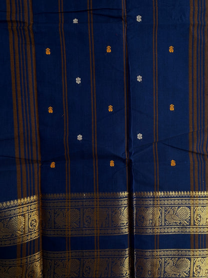 Kanchi cotton saree with rettapett border & butta weaves