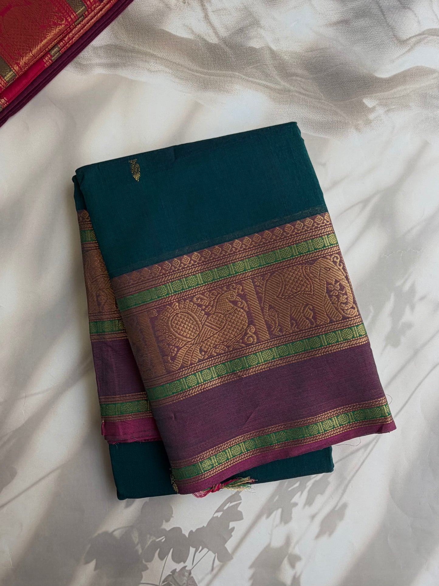 Kanchi cotton saree with butta weaves