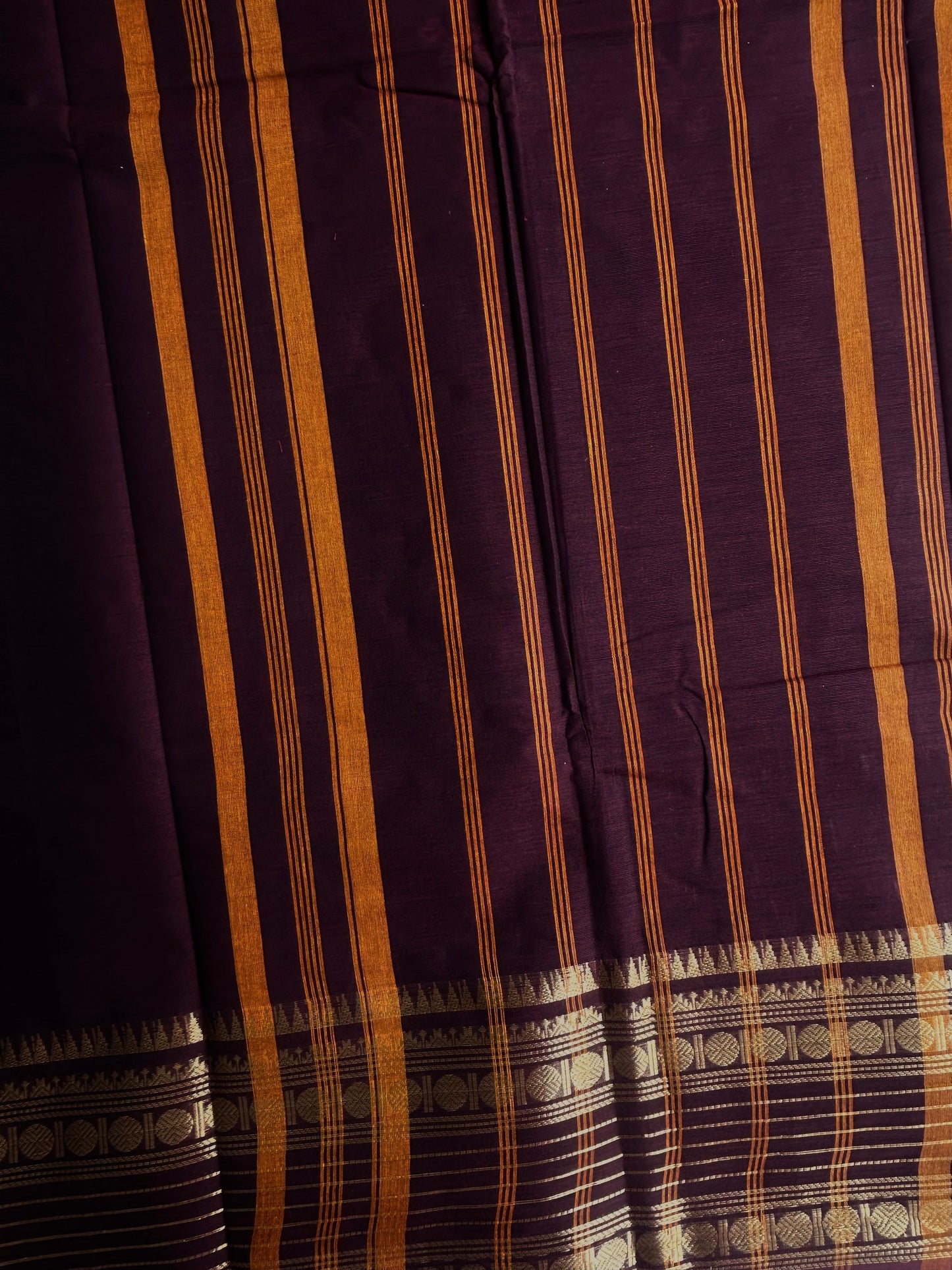 Kanchi cotton saree with zari weaves brown