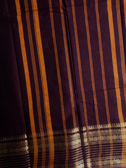 Kanchi cotton saree with zari weaves brown