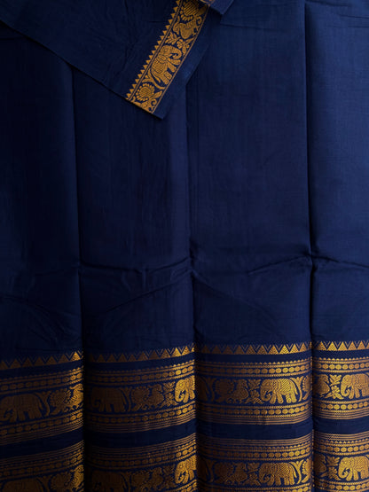 Sungudi saree with rettapett border - blue