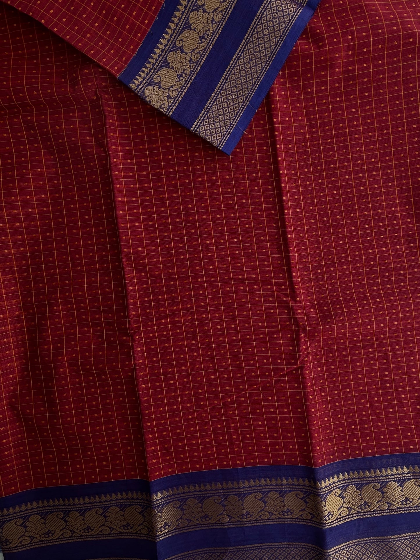 Kanchi cotton saree with kattam & butta weaves