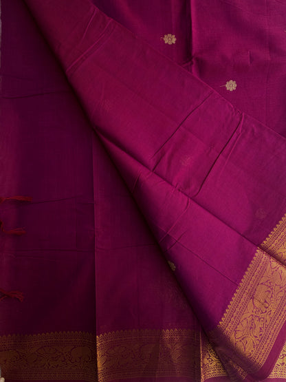 Kanchi cotton saree with butta weaves & zari pallu pink