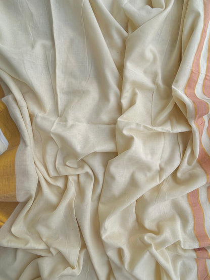 Mul mul saree with zari border