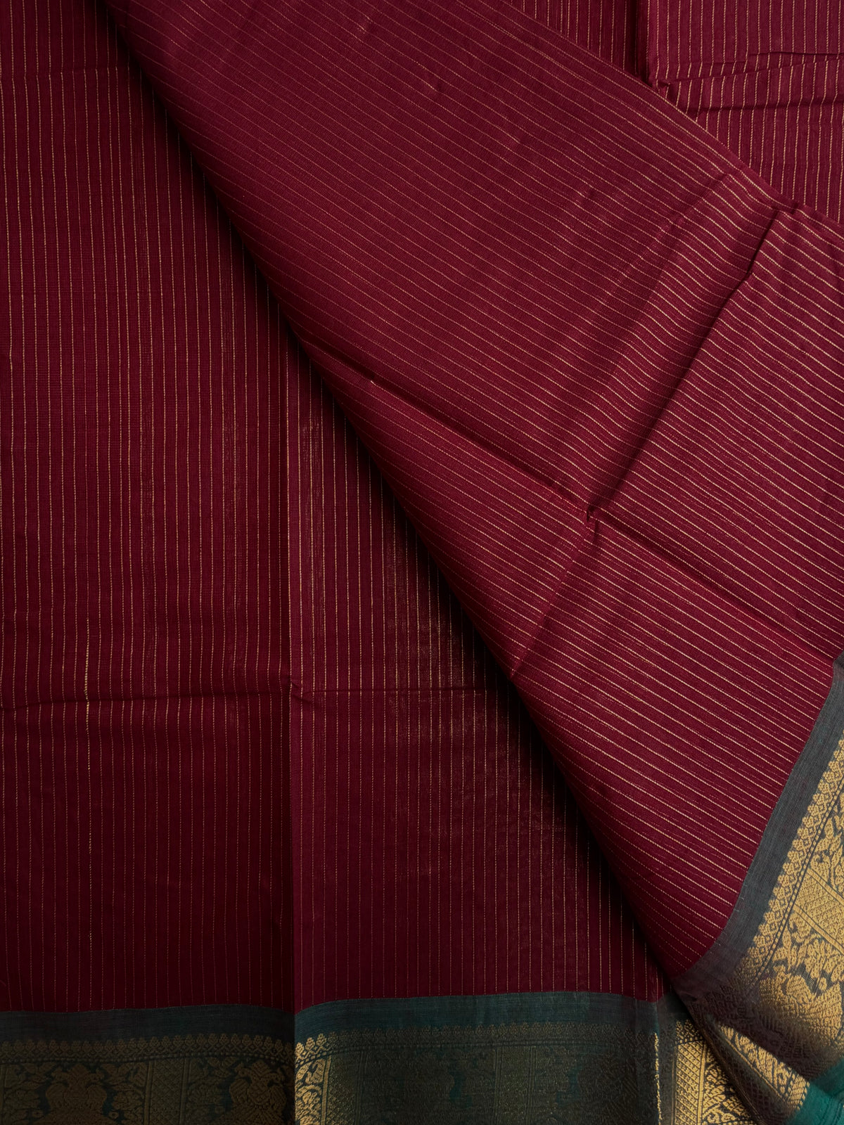 Kanchi cotton saree with Vairaoosi weaves maroon