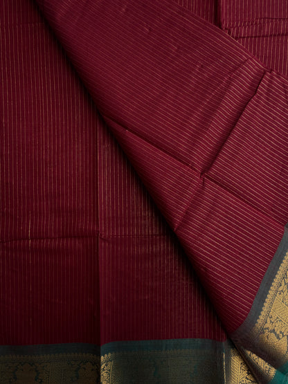 Kanchi cotton saree with Vairaoosi weaves maroon