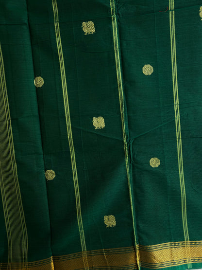 Kanchi cotton saree with annam zari weaves - green