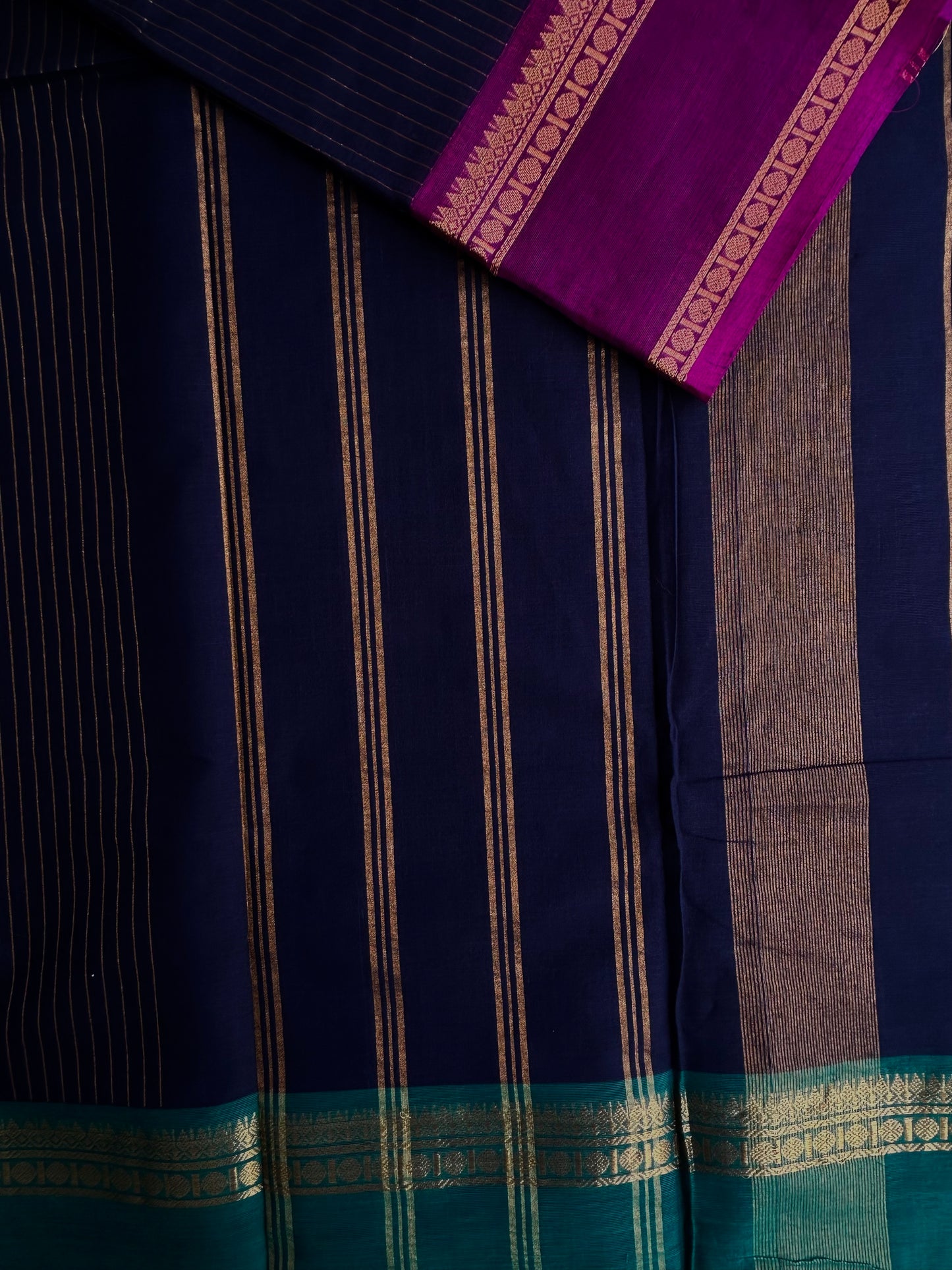 Kanchi cotton saree with Ganga Jamuna border
