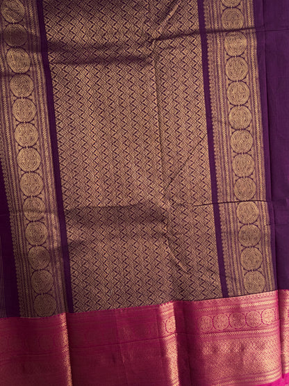 Kanchi cotton saree with zari checks & butta weaves & grand pallu