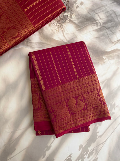 Kanchi cotton Vairaoosi weaves & grand pallu pink