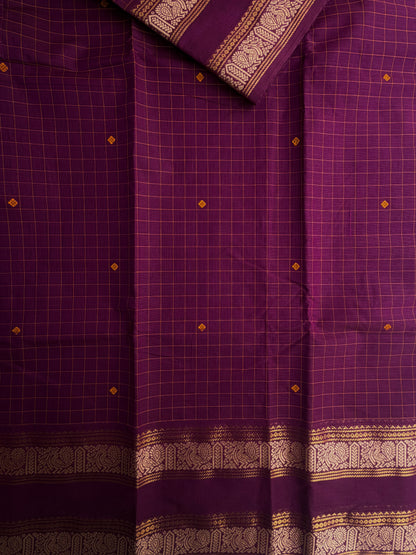 Kanchi cotton saree with kattam & butta weaves