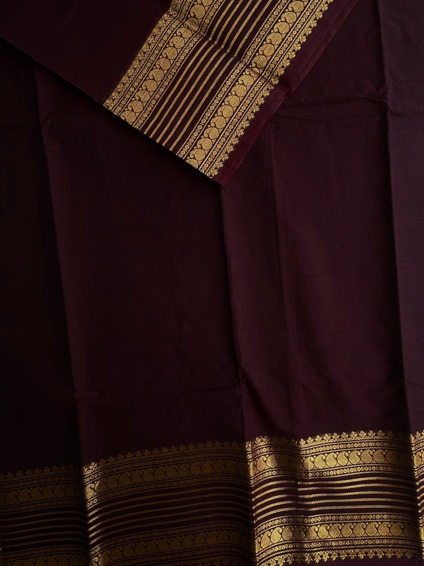Kanchi cotton with zari weaves - brown