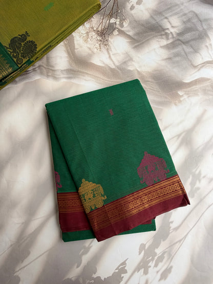Kanchi cotton saree with butta weaves