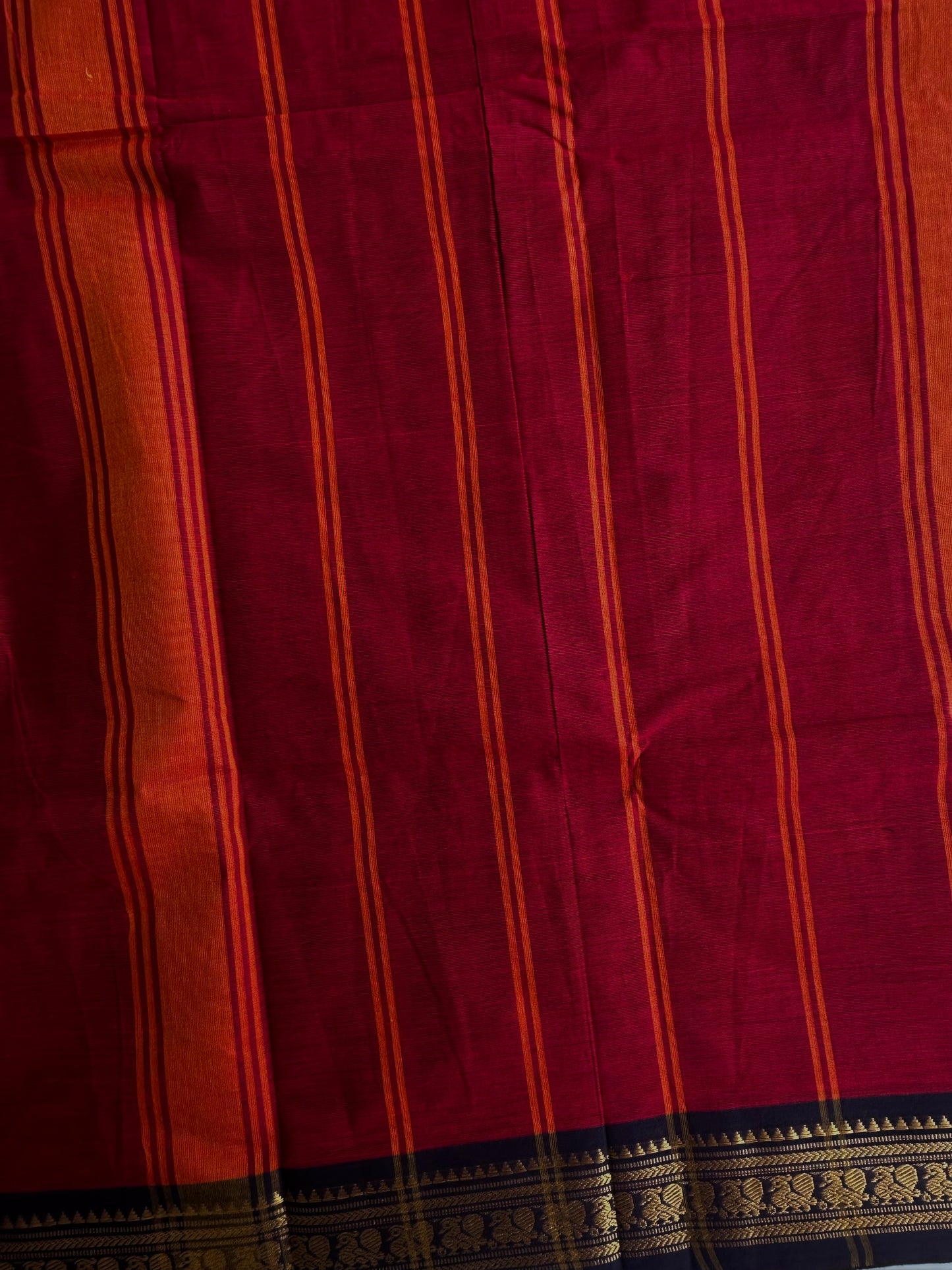 Kanchi cotton saree - maroon with black border