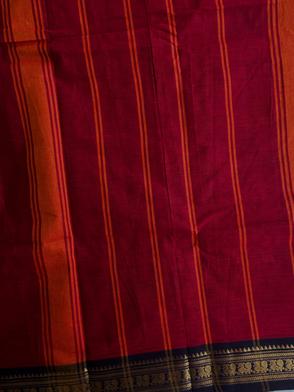 Kanchi cotton saree - maroon with black border