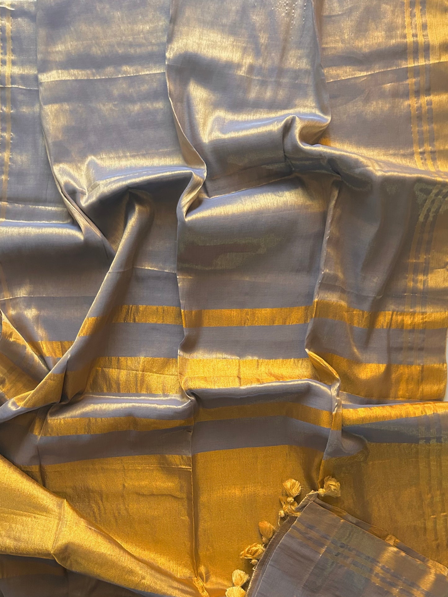 Grey mul mul tissue saree