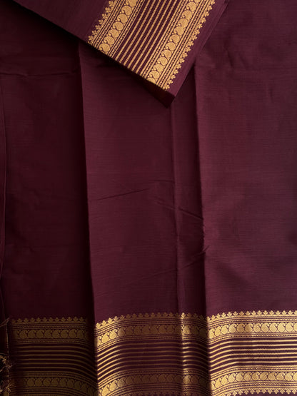 Kanchi cotton saree with zari weaves - maroon