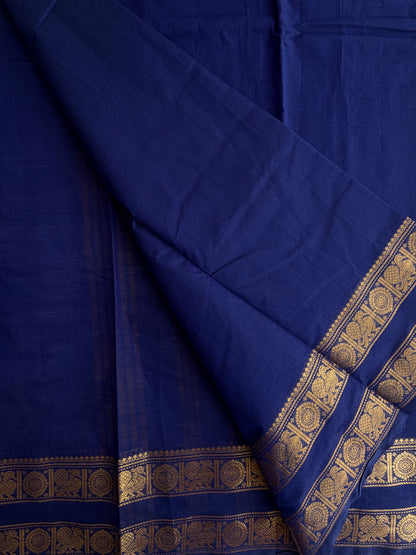 Blue Kanchi cotton saree with zari border