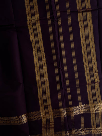 Brown Kanchi cotton saree with zari border