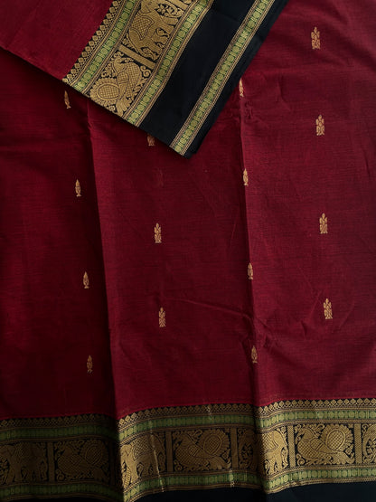 Kanchi cotton saree with butta weaves