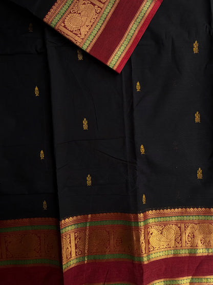 Kanchi cotton saree with butta weaves