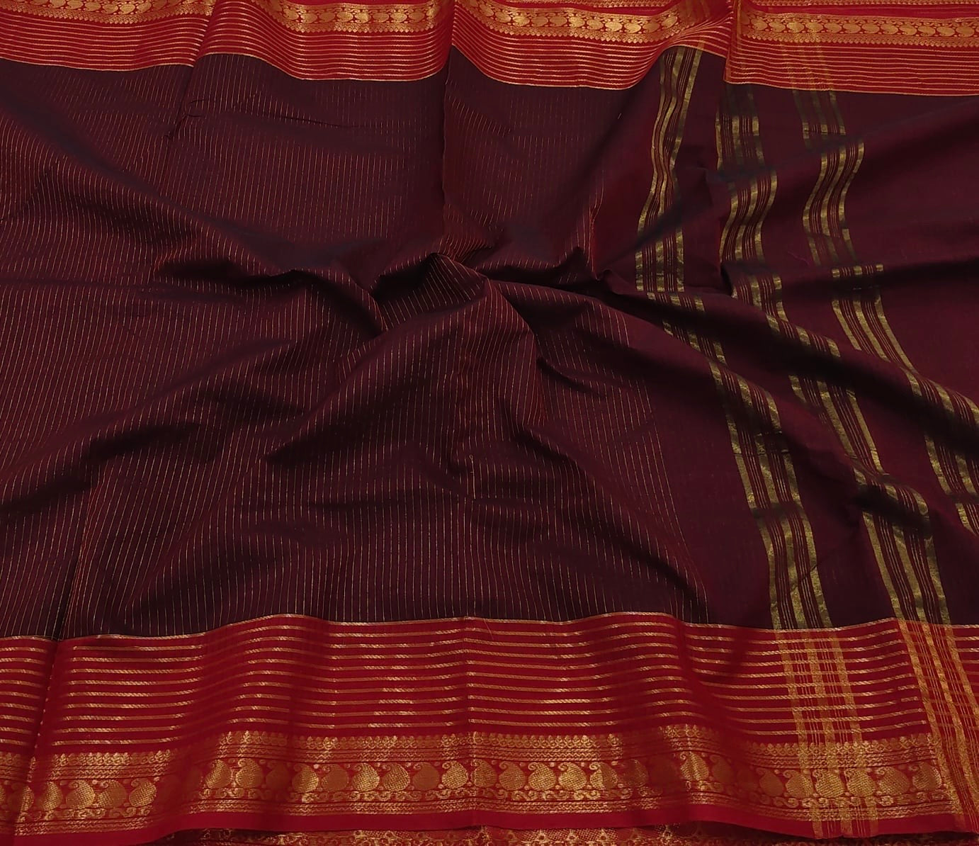 Kanchi Vairaoosi Cotton saree - maroon