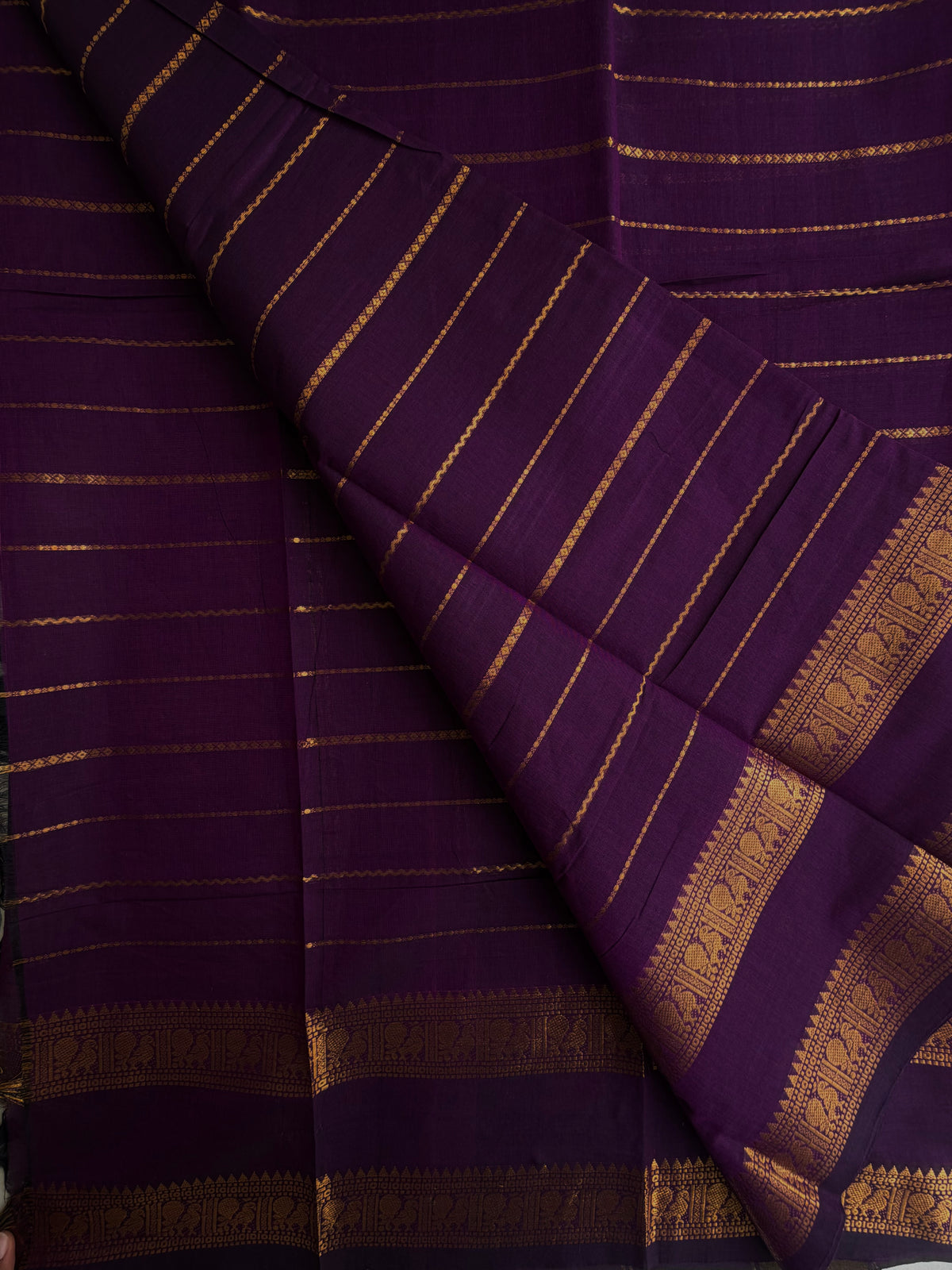 Kanchi cotton saree with Velthari pattern weaves