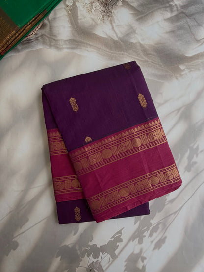 Kanchi cotton saree with butta weaves & grand pallu