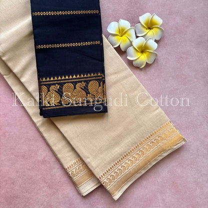 Sungudi Cotton saree with Contrast Velthari blouse