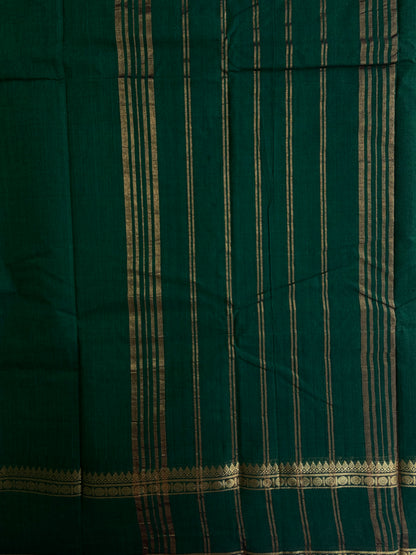 Kanchi cotton saree with vairaoosi weaves green