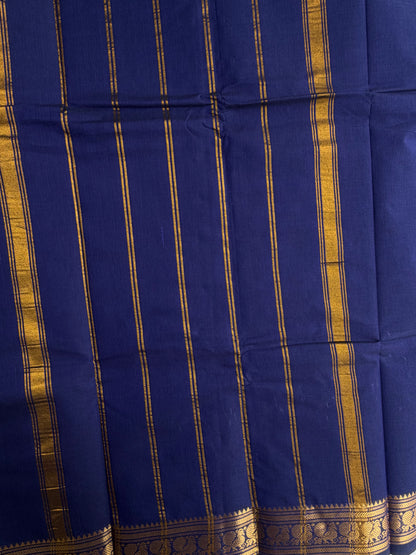 Kanchi cotton saree with peacock zari weaves